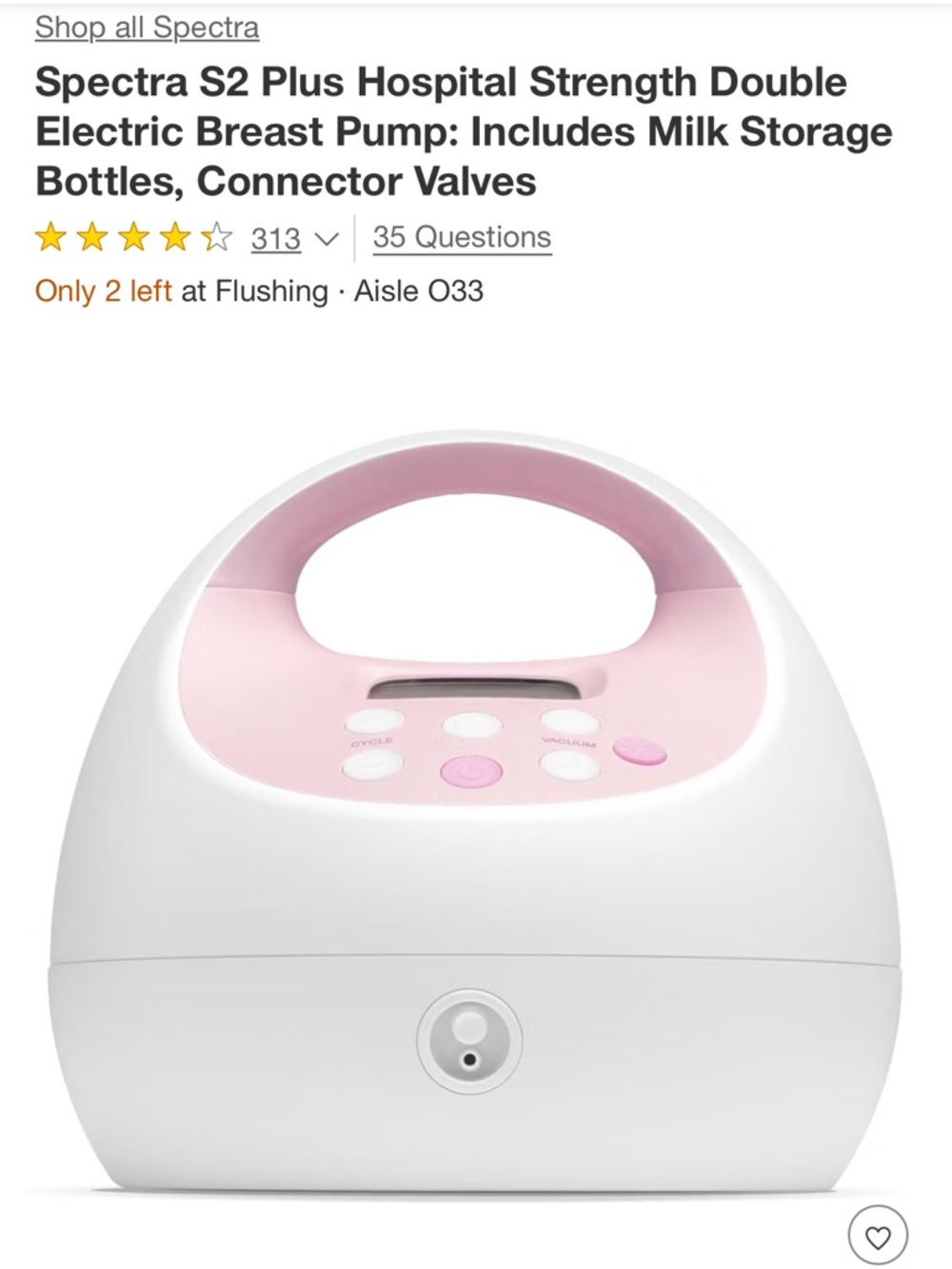 Spectra S2 Plus Electric Double Breast Pump - White & Pink

BRAND NEW IN BOX